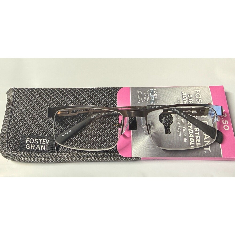Foster Grant's Men's Lamar Reading Glasses - Black Gunmetal - +2.50